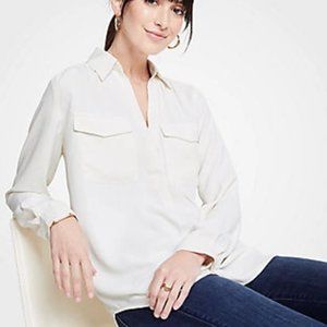 Ann Taylor Petite XXSP White Camp Shirt